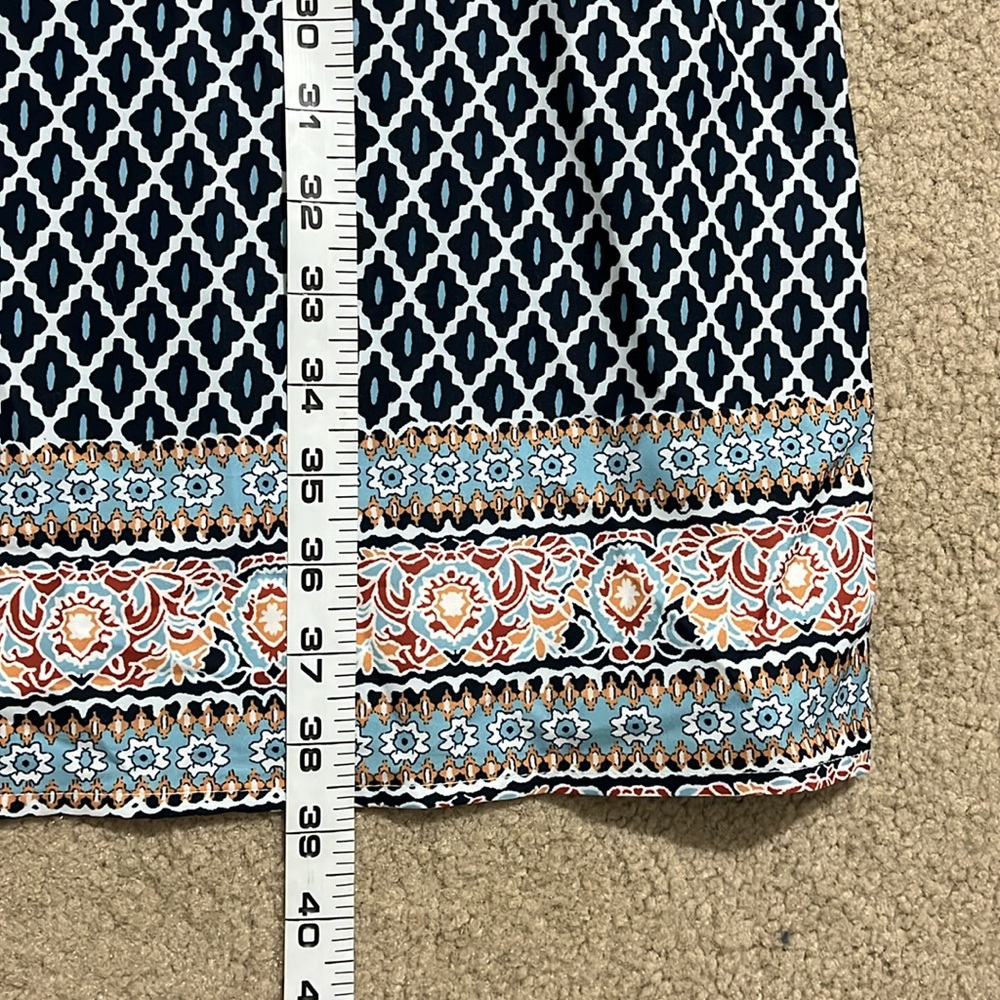 3XL Boho Tunic Dress – Printed Neckline – Navy/White/Multicolor, LIKE NEW - Picture 5 of 12